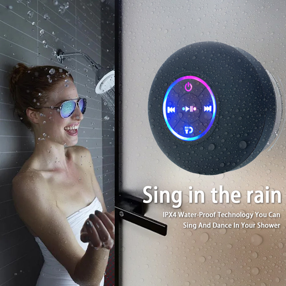 Waterproof Bluetooth Speaker Portable Wireless Speaker with Suction Cup LED Mini Sound Box for Shower, Outdoor & Travel