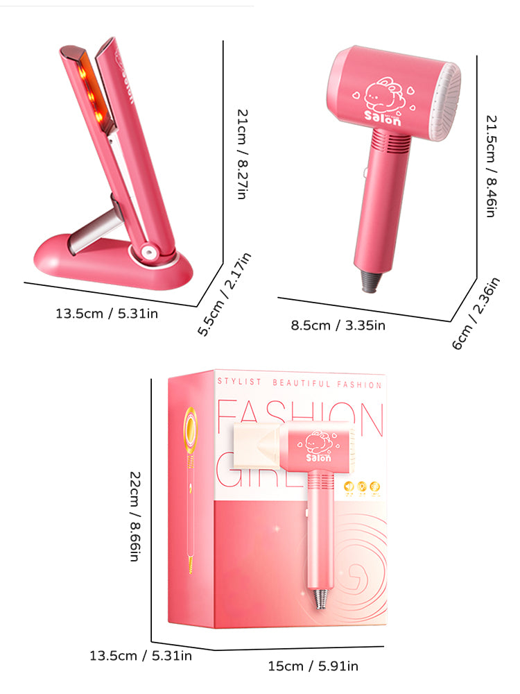 Kids Haircut Kit Set with Hair Dryer, Scissors, and Pretend Play Accessories, Educational Toy for Girls Birthday Gifts