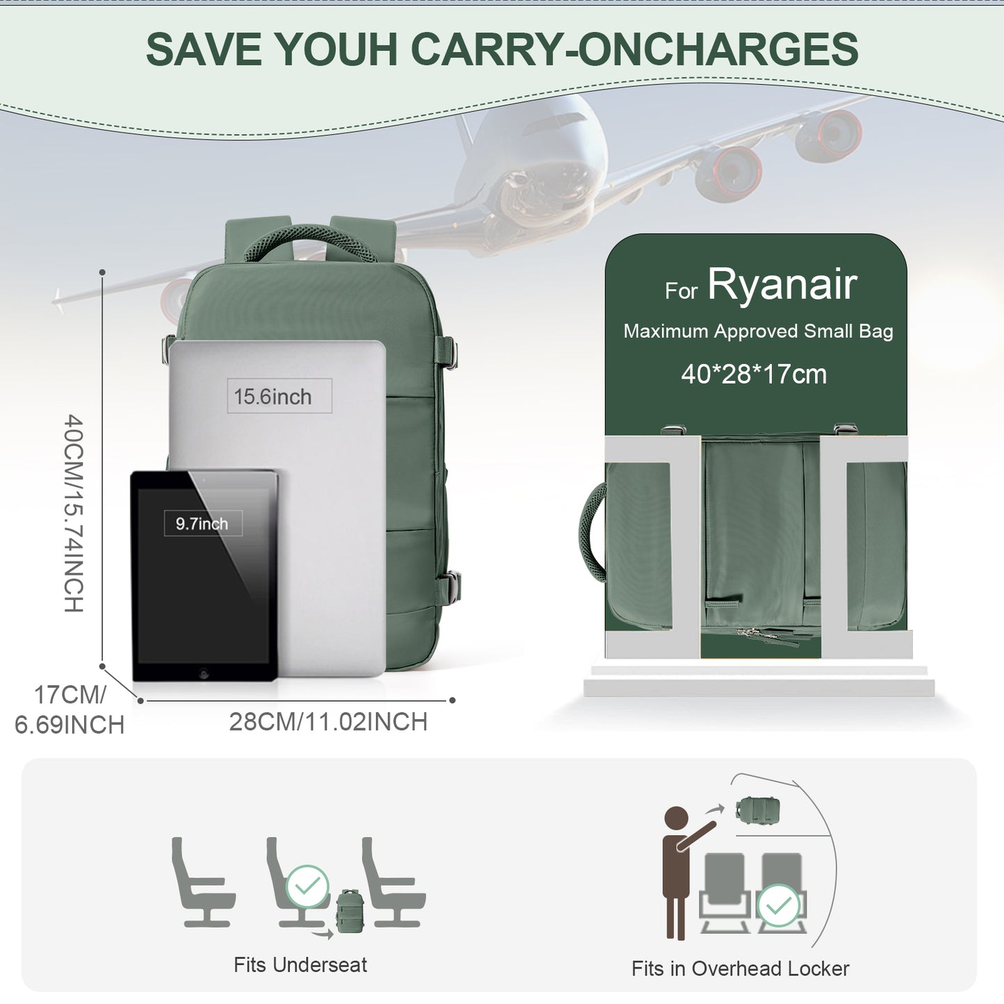 Ultimate Travel Backpack Ryanair Cabin Bag Compliant LaptopFriendly CarryOn for Men  Women  mo