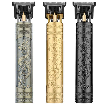 Professional T9 Hair Clipper – Vintage Rechargeable Trimmer & Shaver for Men (Dragon Buddha Design