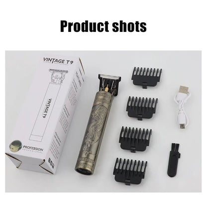 Professional T9 Hair Clipper  Vintage Rechargeable Trimmer  Shaver For Men Dragon Buddha Design 3