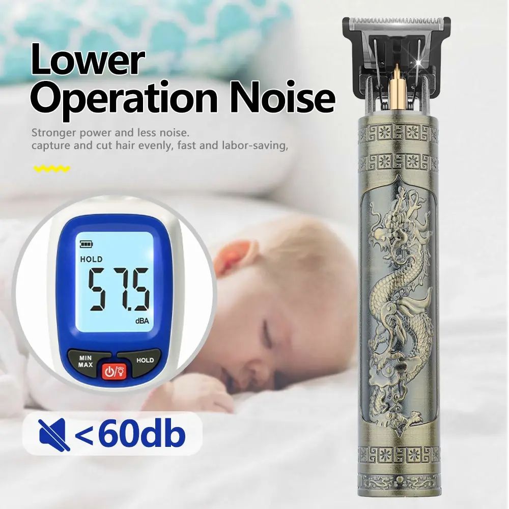 Professional T9 Hair Clipper  Vintage Rechargeable Trimmer  Shaver For Men Dragon Buddha Design 7