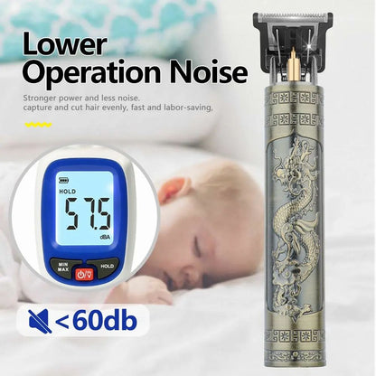 Professional T9 Hair Clipper  Vintage Rechargeable Trimmer  Shaver For Men Dragon Buddha Design 7