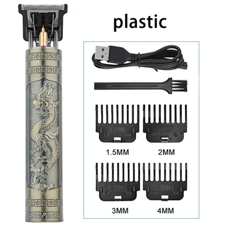 Professional T9 Hair Clipper  Vintage Rechargeable Trimmer  Shaver For Men Dragon Buddha Design 11