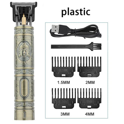 Professional T9 Hair Clipper  Vintage Rechargeable Trimmer  Shaver For Men Dragon Buddha Design 12