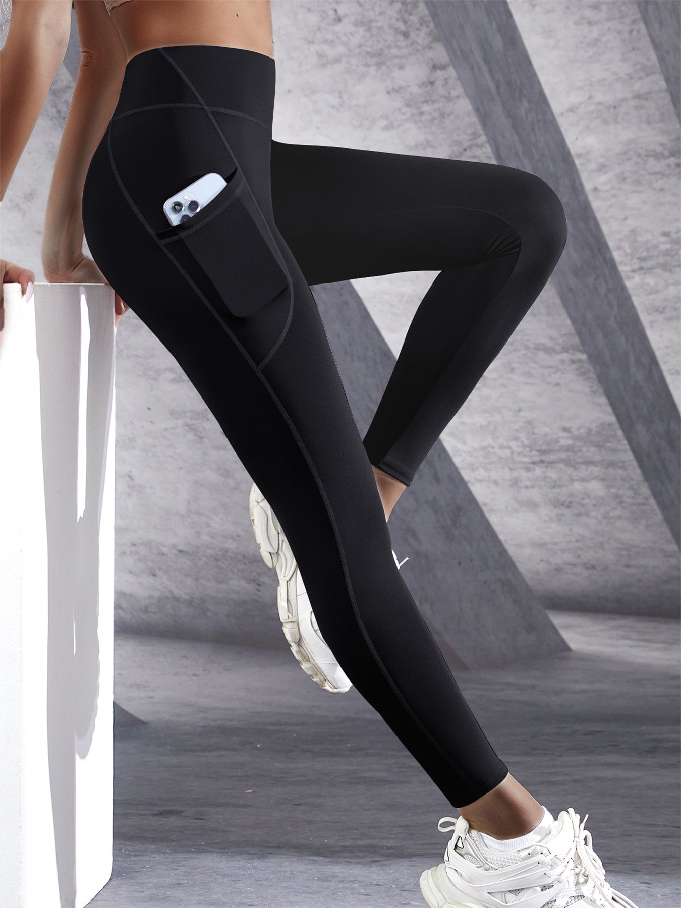 High Waist Yoga Pants With Pockets Womens Stretch Workout Leggings Tummy Control Fitness Tights For 8