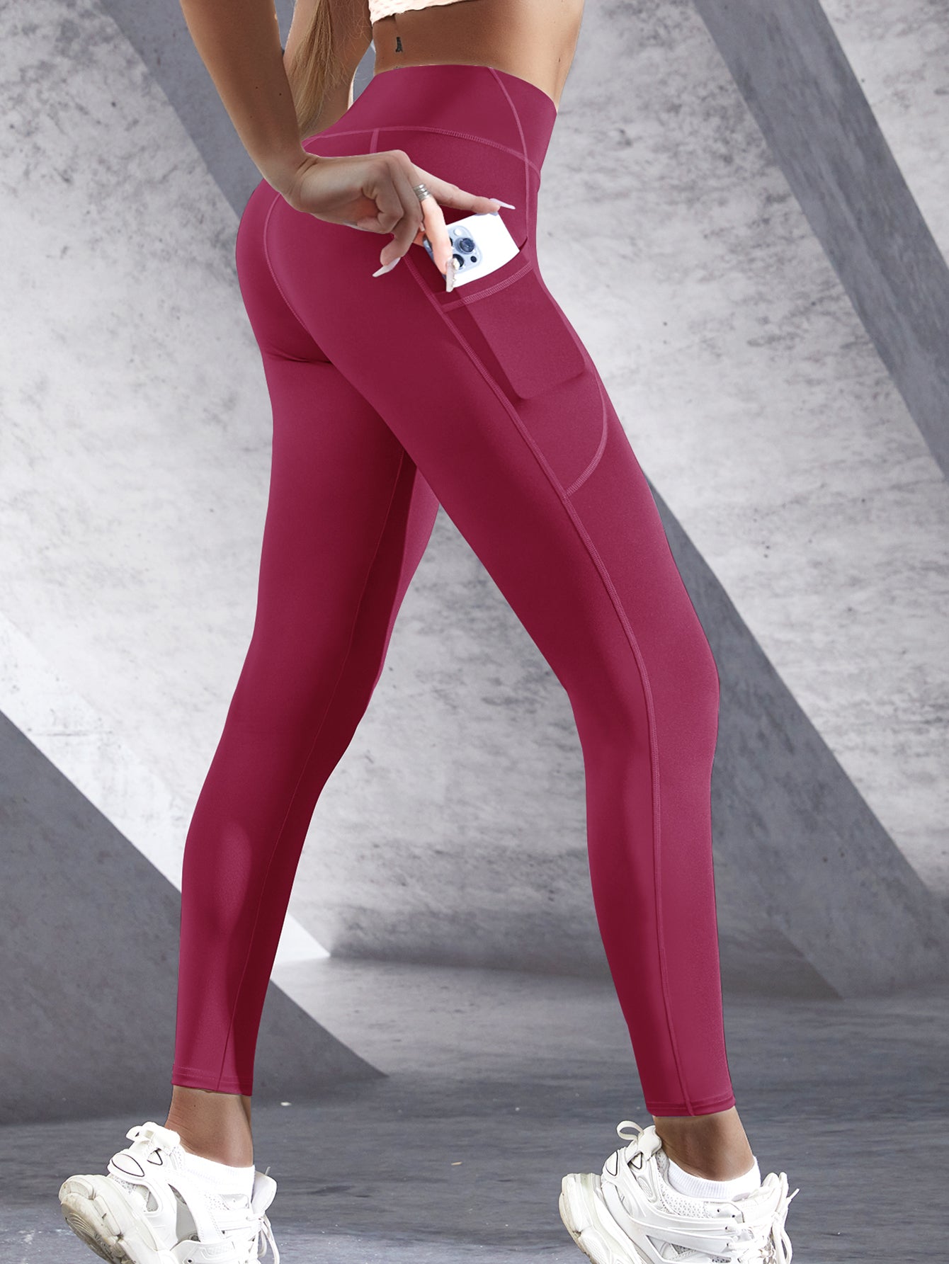 High Waist Yoga Pants With Pockets Womens Stretch Workout Leggings Tummy Control Fitness Tights For 11