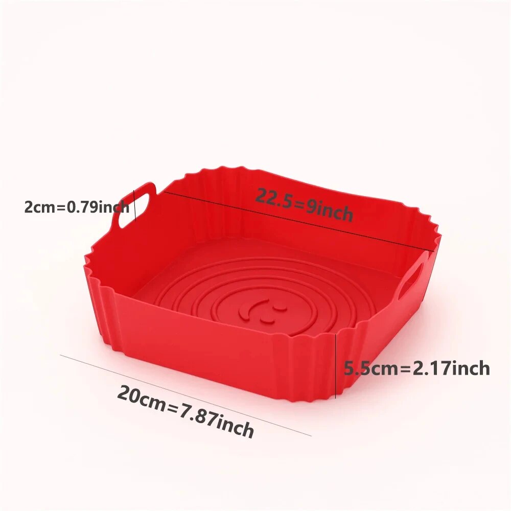 Silicone Air Fryer Basket Reusable Non Stick Pan Liner For Oven Pizza  Fried Chicken Baking Tray Ac 8