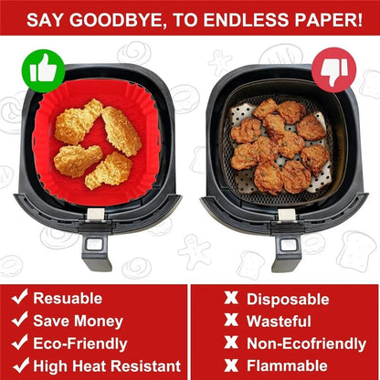 Silicone Air Fryer Basket Reusable Non Stick Pan Liner For Oven Pizza  Fried Chicken Baking Tray Ac 4