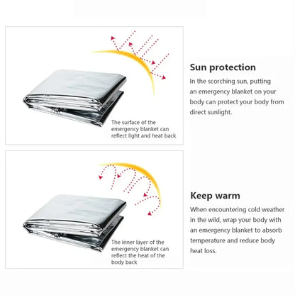 Emergency Thermal Blanket Reflective First Aid Survival Wrap Waterproof Windproof  Reusable For Cam 2