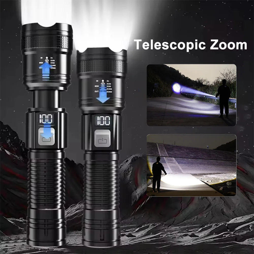 Super Bright LED Flashlight USB Rechargeable Tactical Torch Waterproof LongRange Outdoor Camping
