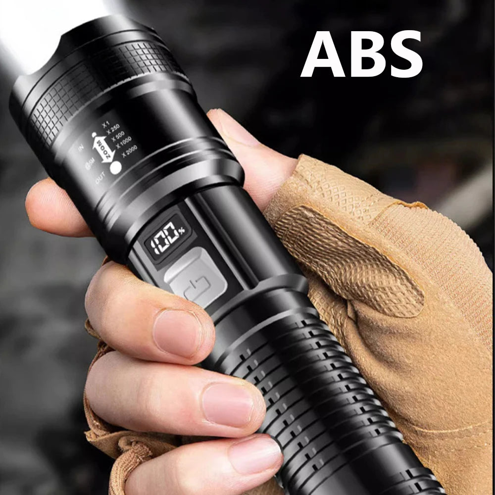 Super Bright LED Flashlight, USB Rechargeable Tactical Torch, Waterproof Long-Range Outdoor Camping & Fishing Light