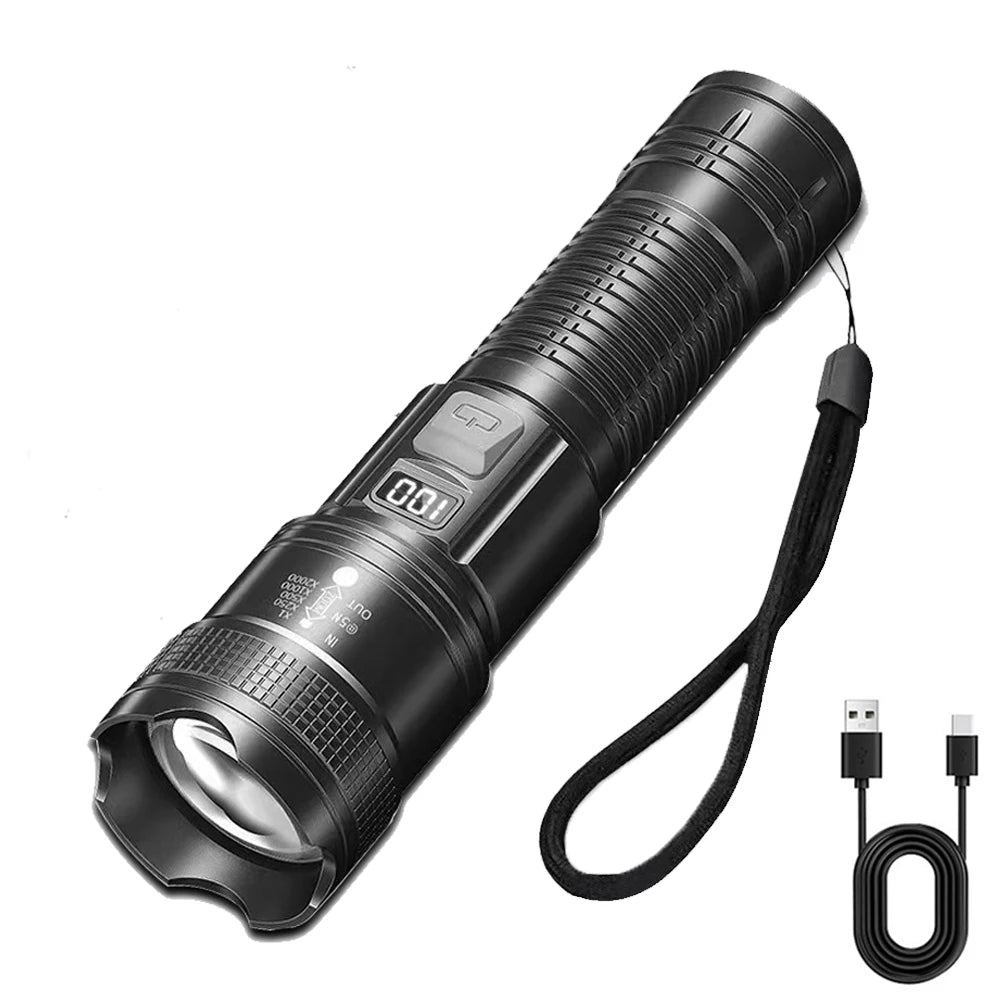 Super Bright LED Flashlight USB Rechargeable Tactical Torch Waterproof LongRange Outdoor Camping