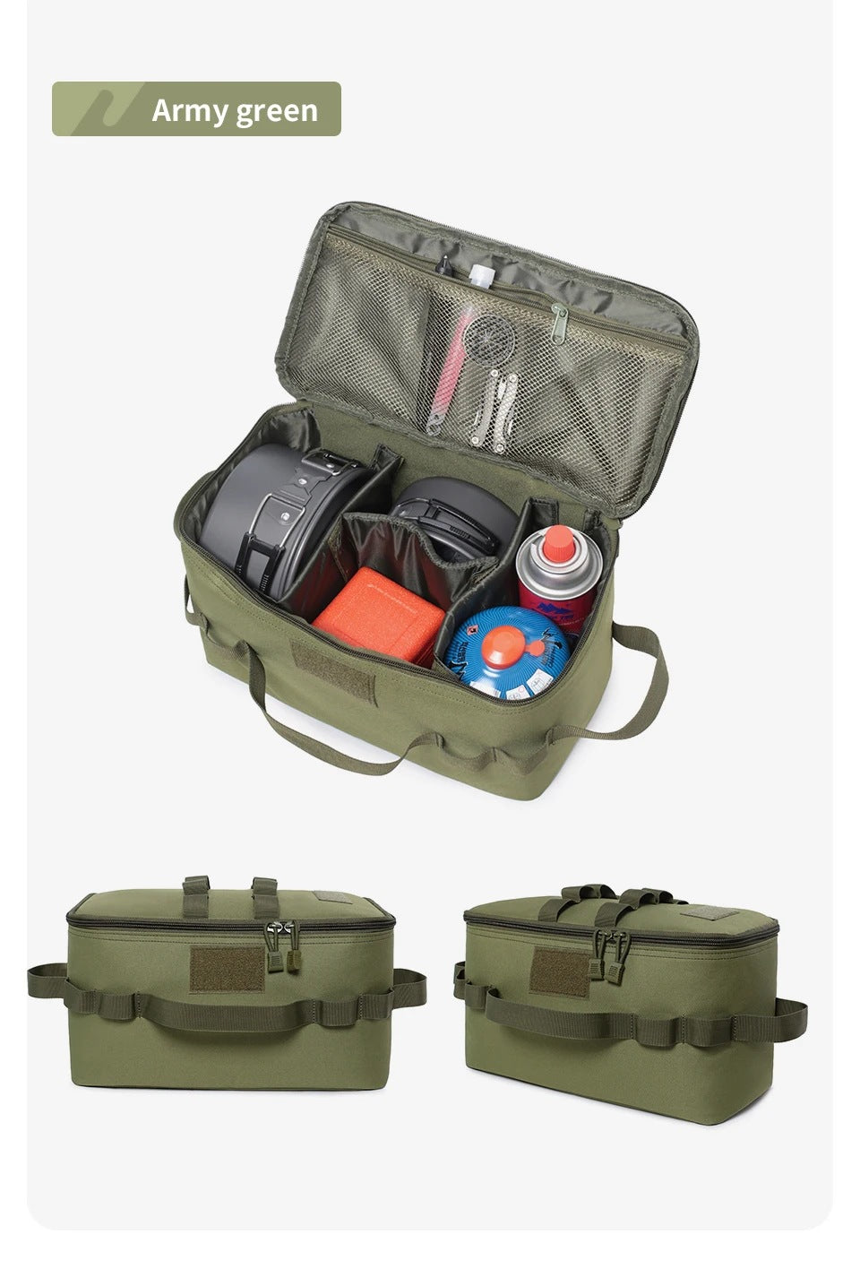 Heavy Duty Gas Canister Storage Bag Spacious Camping Tool Bag For Picnic Cookware Utensils  Ground  8