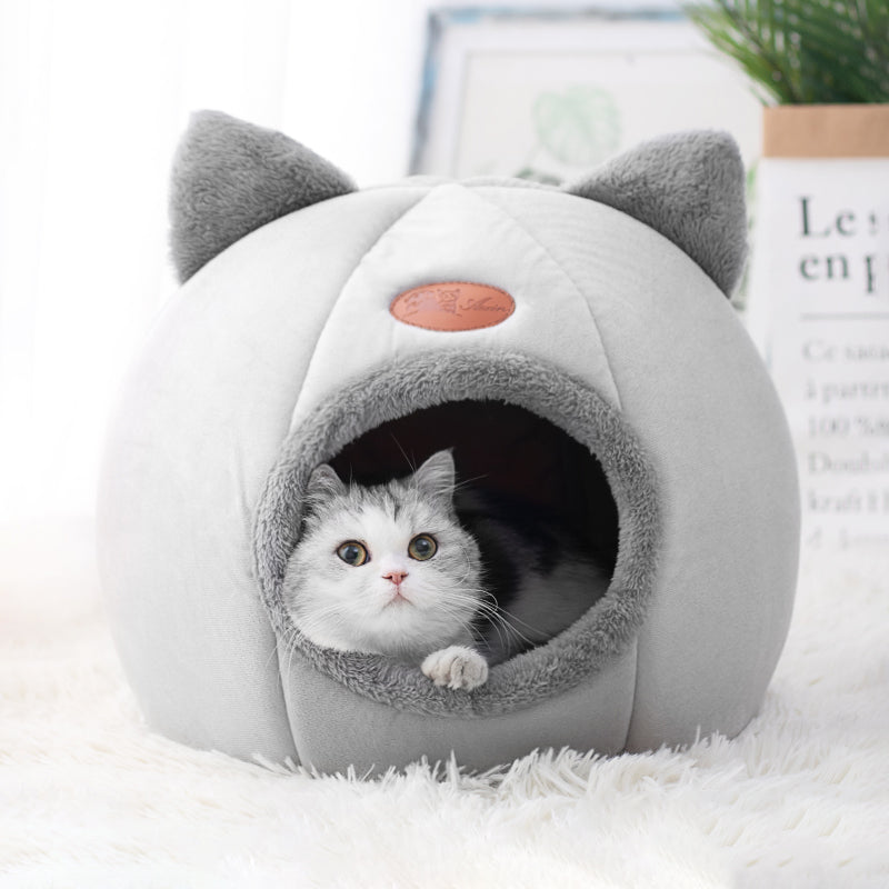 Winter Cat Bed Cozy Deep Sleep Comfort Cave For Cats  Small Dogs Warm Pet Tent Nest With Non Slip B 1