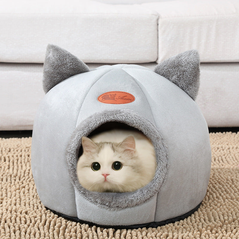 Winter Cat Bed Cozy Deep Sleep Comfort Cave For Cats  Small Dogs Warm Pet Tent Nest With Non Slip B 2