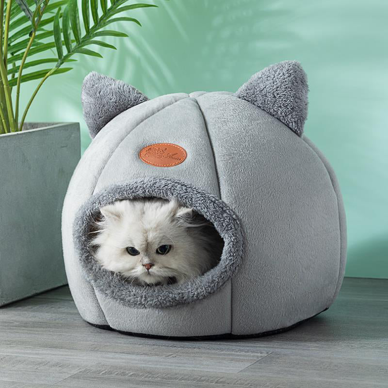 Winter Cat Bed Cozy Deep Sleep Comfort Cave for Cats & Small Dogs Warm Pet Tent Nest with Non Slip Bottom