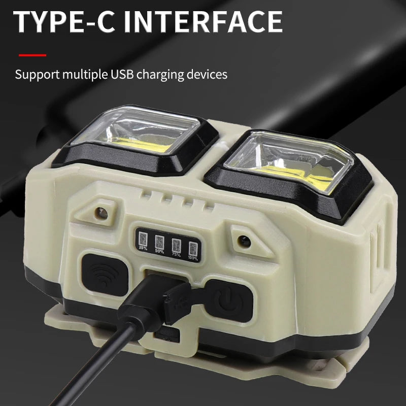 Powerful COB Headlamp Torch USB Rechargeable Waterproof Headlight for Camping Fishing  Mining