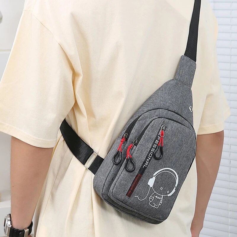 Men's Crossbody Shoulder Bag Stylish Chest Pack for Cycling, Work & Travel Lightweight Nylon Casual Daypack