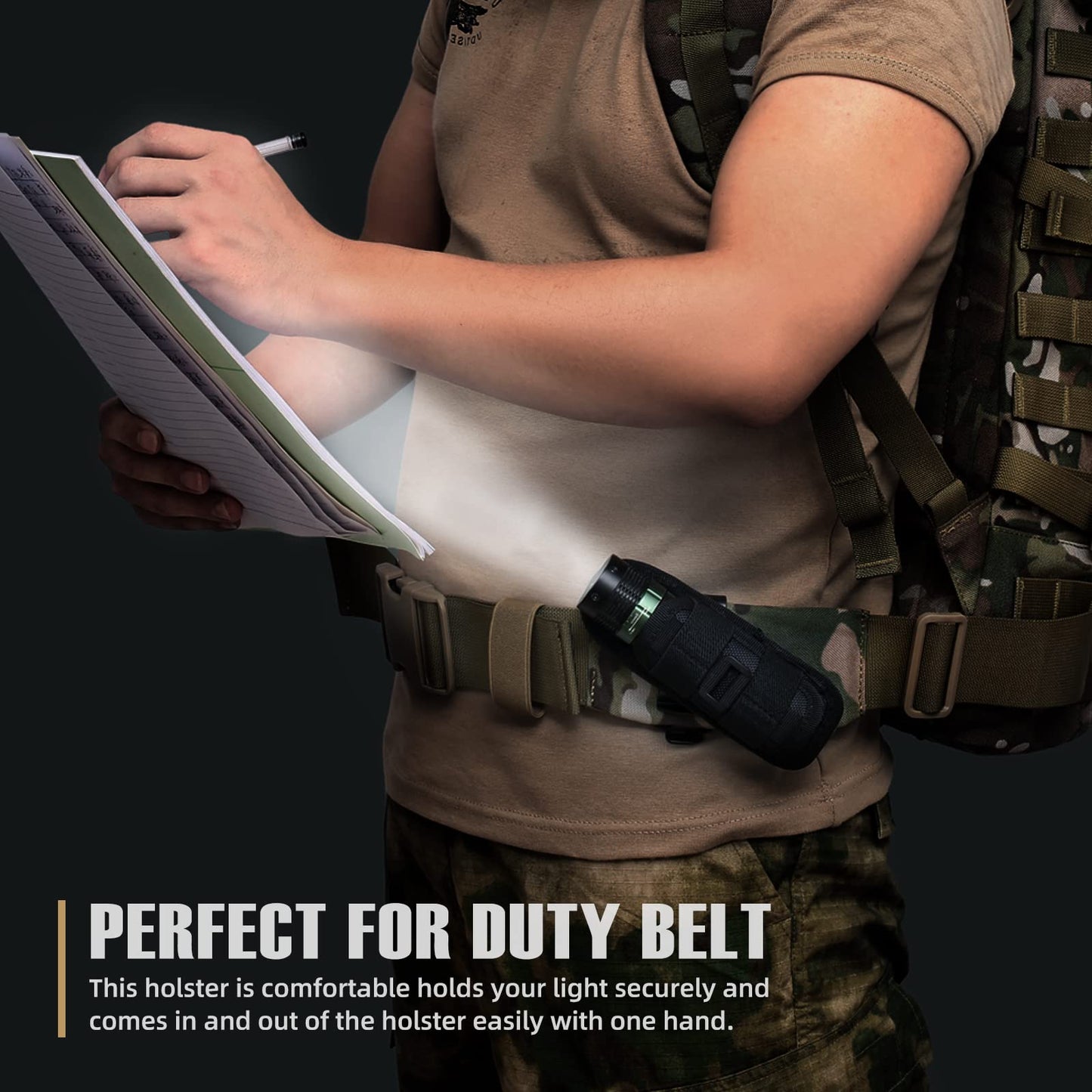 Tactical Flashlight Pouch with Rotatable Belt Clip Universal Holster for Torch Carry