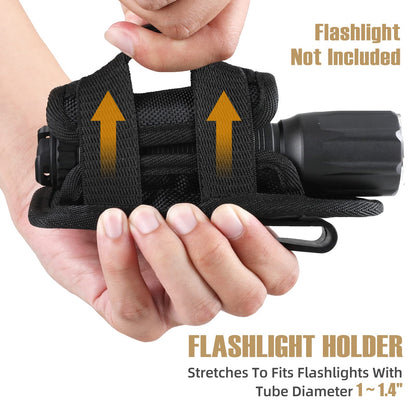 Tactical Flashlight Pouch with Rotatable Belt Clip Universal Holster for Torch Carry