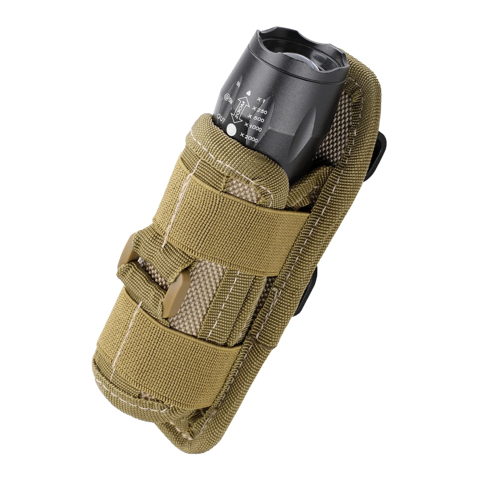 Tactical Flashlight Pouch with Rotatable Belt Clip Universal Holster for Torch Carry