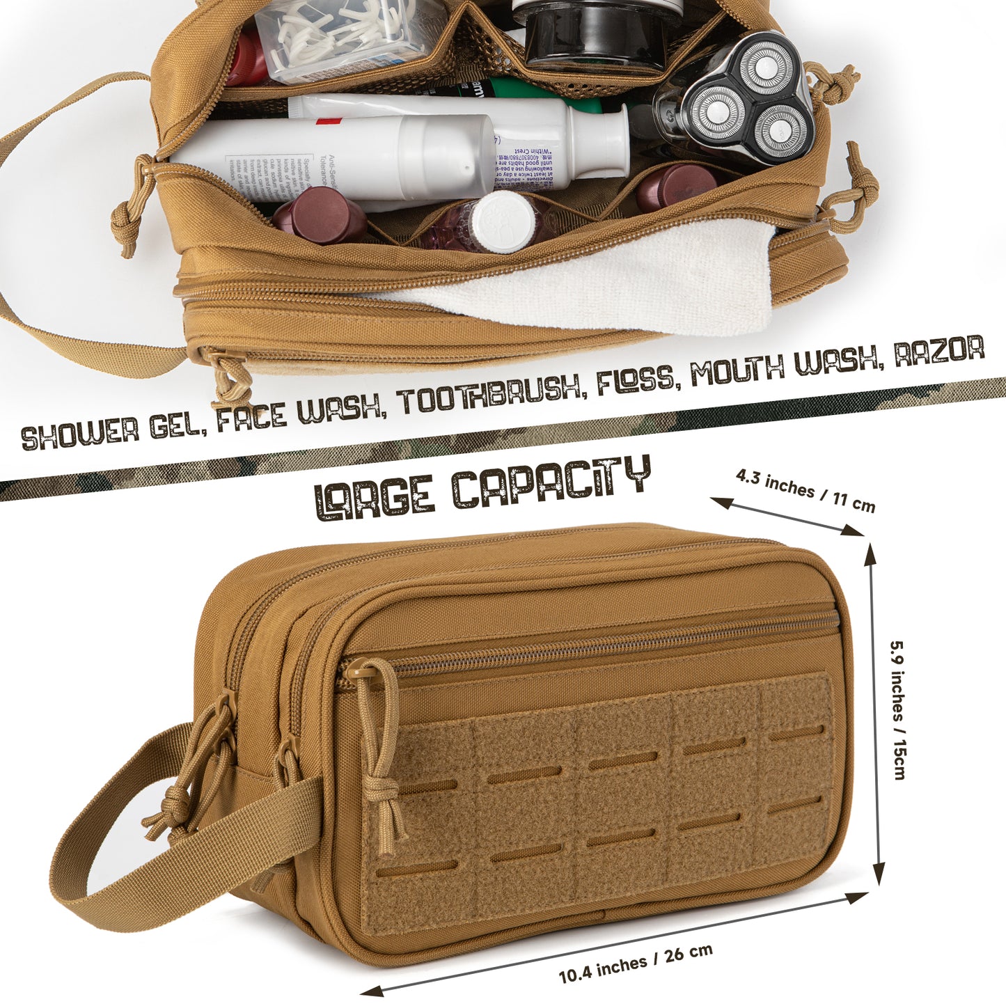Tactical Toiletry Bag Hanging Dopp Kit for Men  Women  Compact Shaving  Hygiene Pouch for Travel