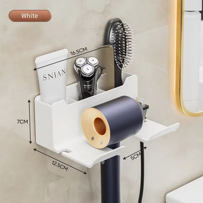WallMounted Hair Dryer Holder  Straightener Organizer NoDrill Bathroom Storage Shelf 6