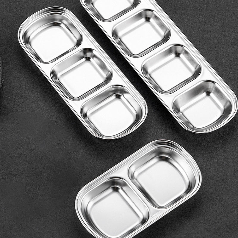 Stainless Steel Divided Dip Bowls Multi Compartment Condiment Tray For BBQ Ketchup Vinegar  Spices  3