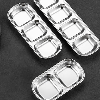Stainless Steel Divided Dip Bowls Multi Compartment Condiment Tray For BBQ Ketchup Vinegar  Spices  3