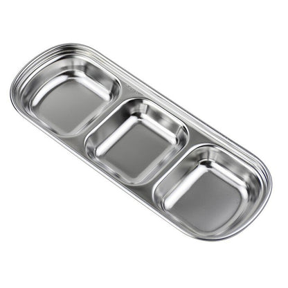 Stainless Steel Divided Dip Bowls Multi Compartment Condiment Tray For BBQ Ketchup Vinegar  Spices  7