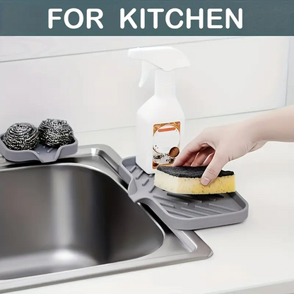 Kitchen Sink Organizer Silicone Faucet Mat With Soap Tray  Drain Pad Non Slip Countertop Drying Mat 4