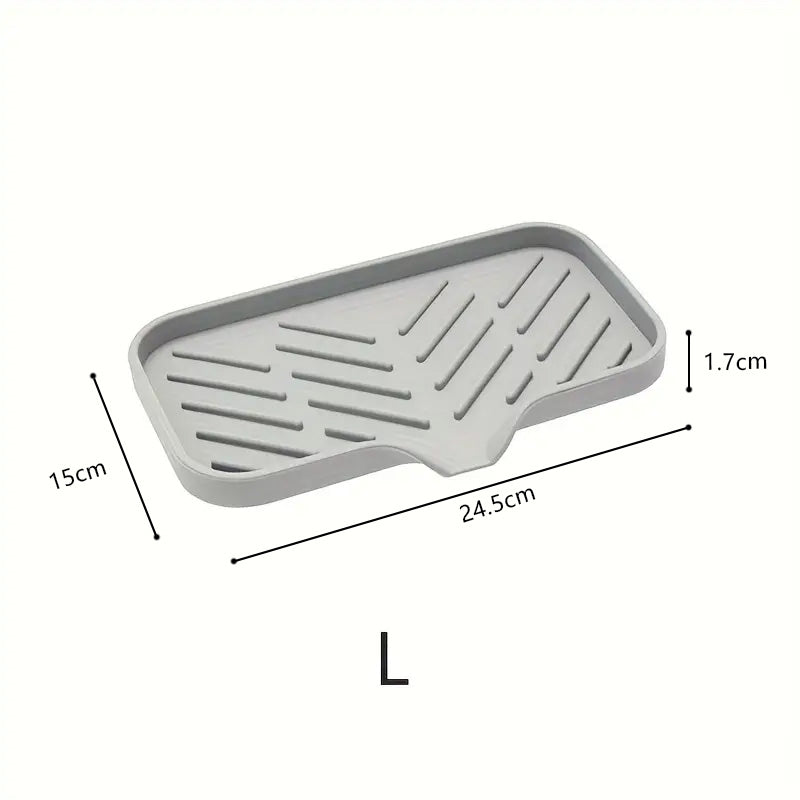 Kitchen Sink Organizer Silicone Faucet Mat With Soap Tray  Drain Pad Non Slip Countertop Drying Mat 6