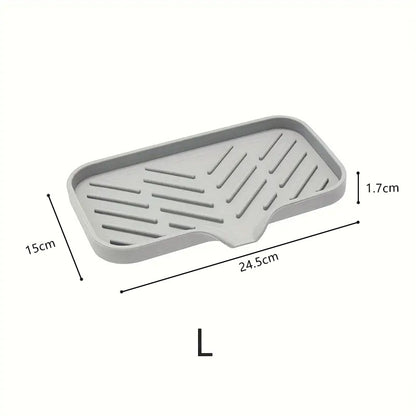 Kitchen Sink Organizer Silicone Faucet Mat With Soap Tray  Drain Pad Non Slip Countertop Drying Mat 6