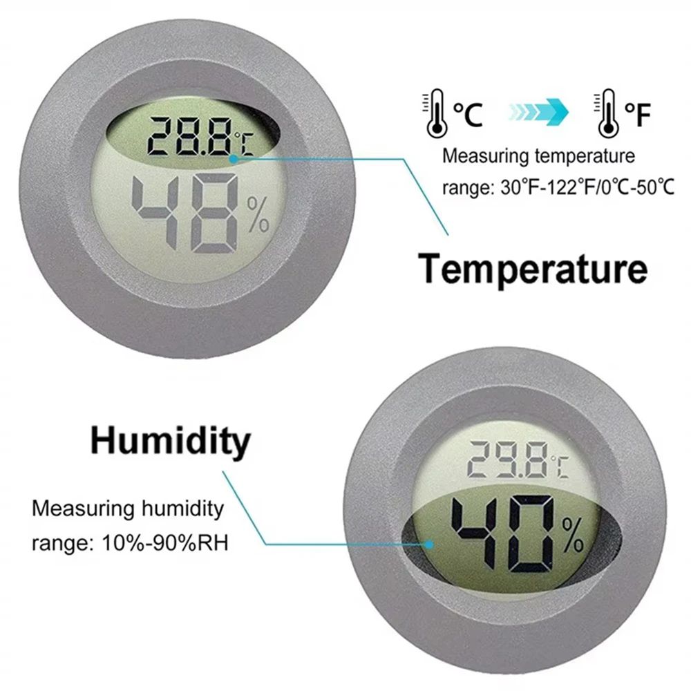 Mini Hygrometer Thermometer Round Digital LCD Monitor For Indoor Room Fahrenheit  Celsius Humidity  2