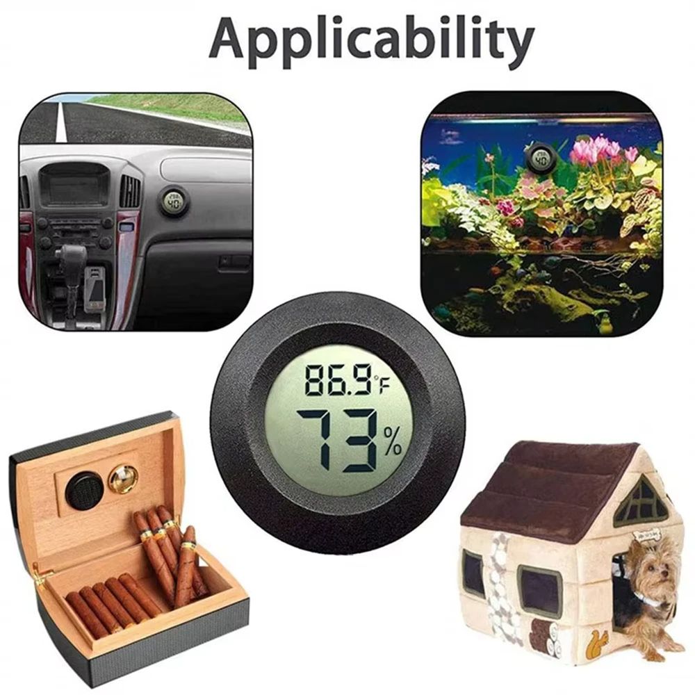 Mini Hygrometer Thermometer, Round Digital LCD Monitor for Indoor Room, Fahrenheit & Celsius Humidity Temperature Gauge