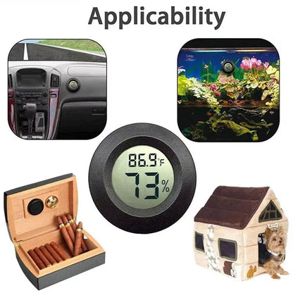 Mini Hygrometer Thermometer, Round Digital LCD Monitor for Indoor Room, Fahrenheit & Celsius Humidity Temperature Gauge