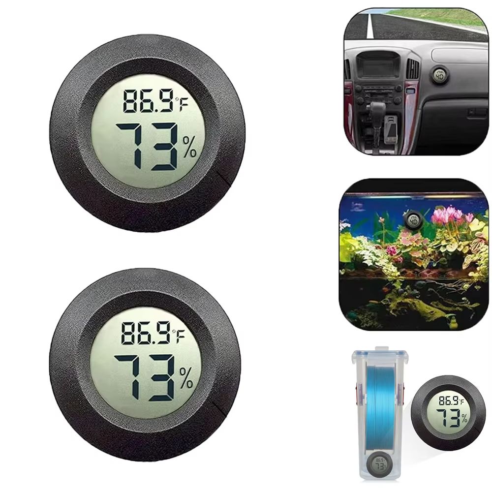Mini Hygrometer Thermometer Round Digital LCD Monitor For Indoor Room Fahrenheit  Celsius Humidity  1