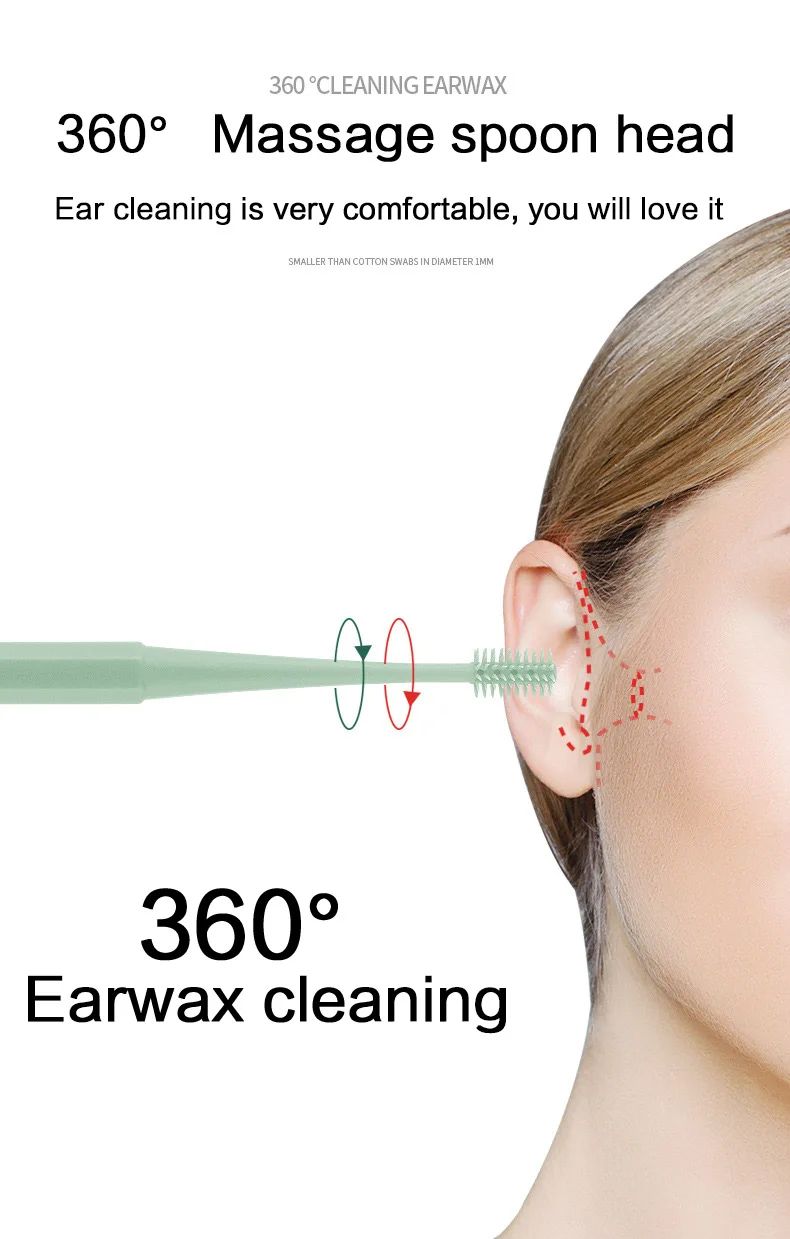 Spiral Ear Cleaner Tool  Soft Silicone DoubleEnded Earpick For Safe Wax Curette Remover 9