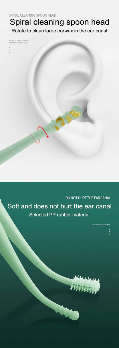 Spiral Ear Cleaner Tool  Soft Silicone DoubleEnded Earpick For Safe Wax Curette Remover 10