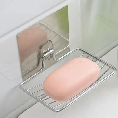 Stainless Steel Soap Rack PunchFree NailFree Bathroom Shelf With Single Layer Drain Wall  Sucker Mo 4