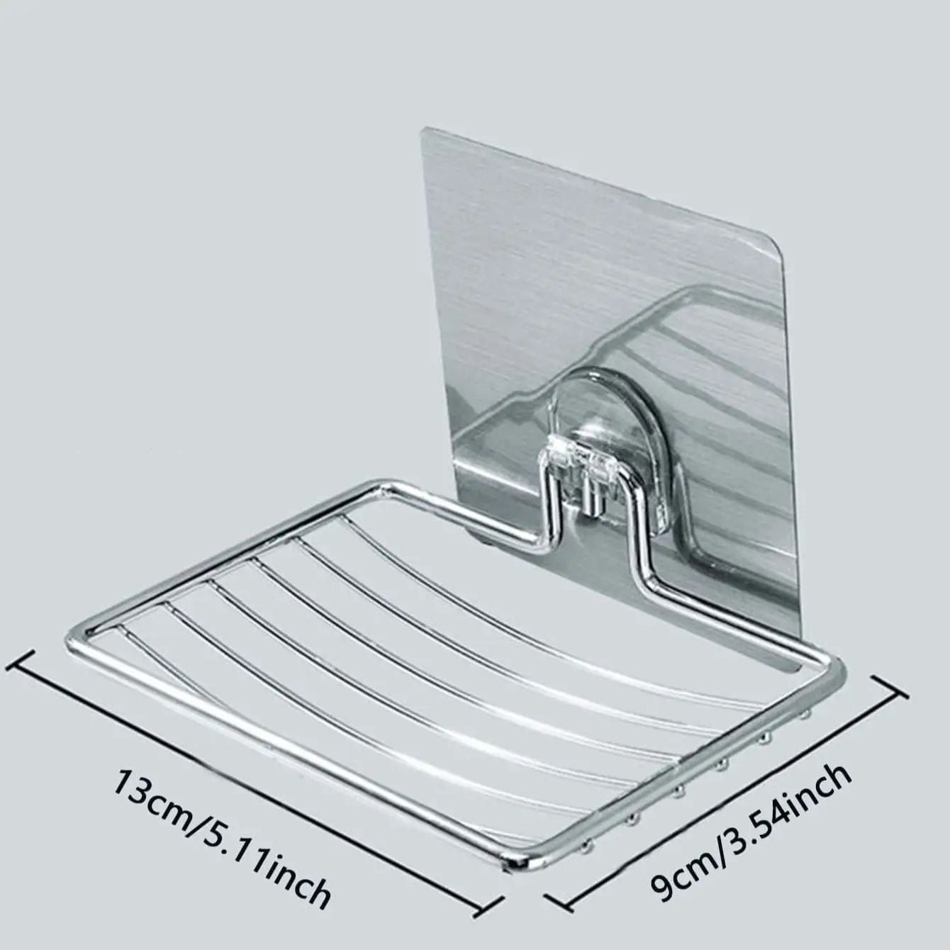 Stainless Steel Soap Rack PunchFree NailFree Bathroom Shelf With Single Layer Drain Wall  Sucker Mo 3