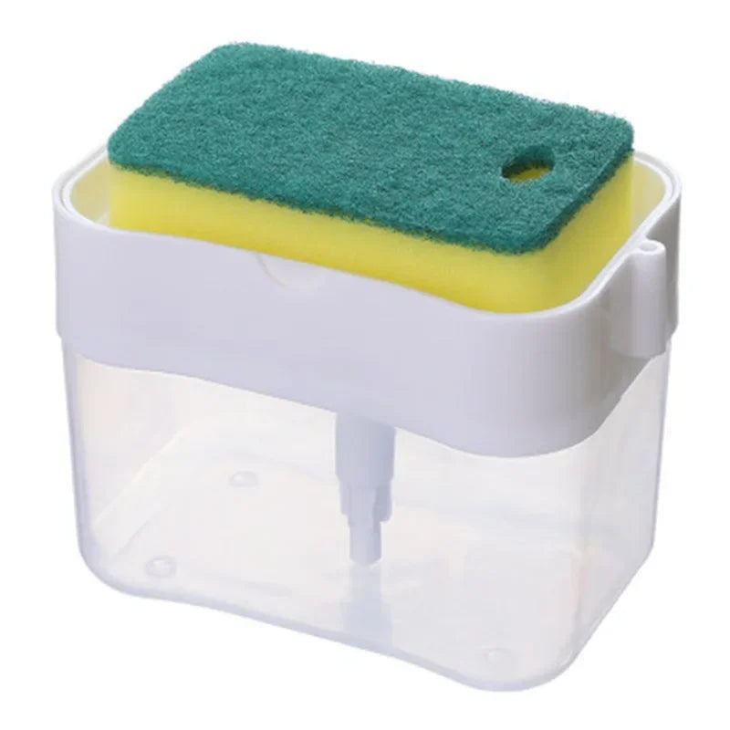Kitchen Sponge Dispenser Manual Soap Pump & Automatic Soap Dispenser Bottle for Dishwashing