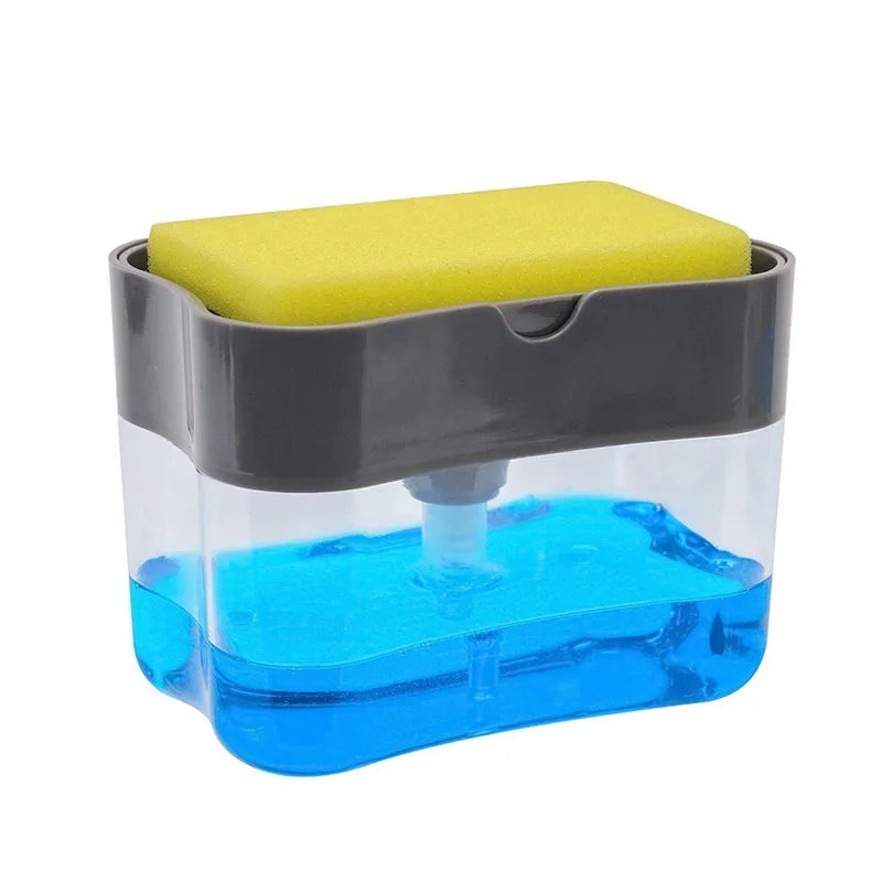 Kitchen Sponge Dispenser Manual Soap Pump & Automatic Soap Dispenser Bottle for Dishwashing
