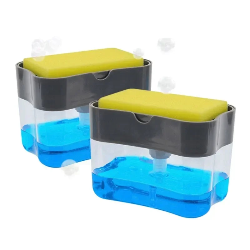 Kitchen Sponge Dispenser Manual Soap Pump & Automatic Soap Dispenser Bottle for Dishwashing