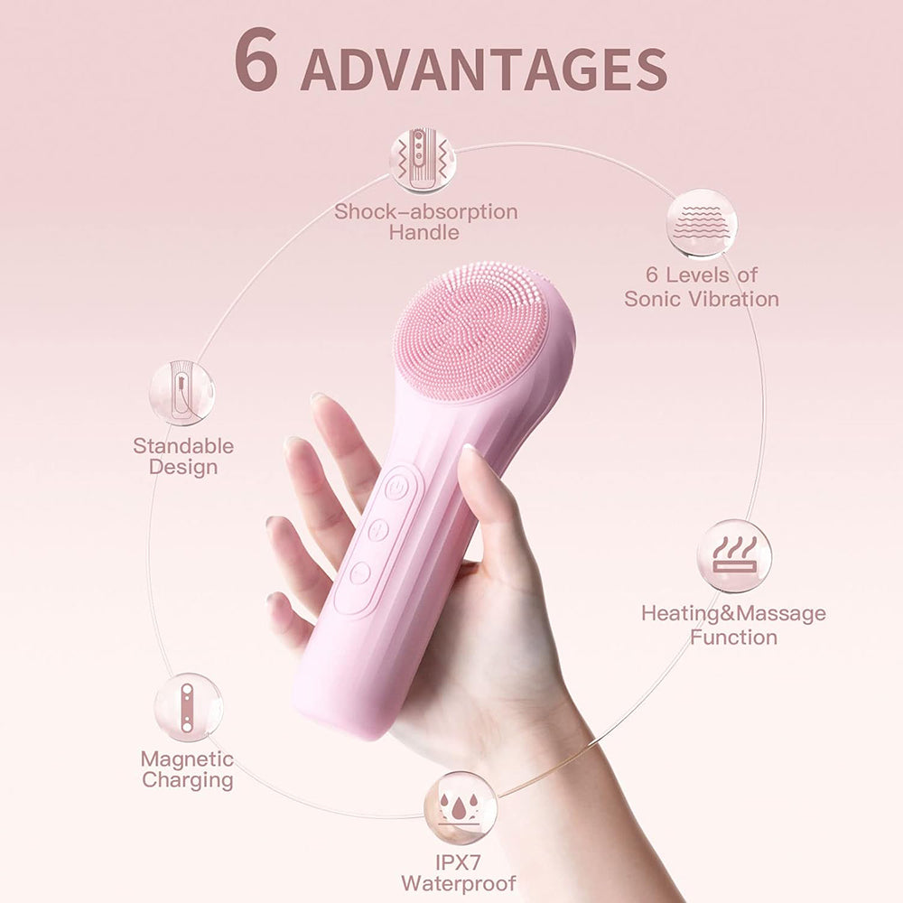 Rechargeable Sonic Face Cleaner Waterproof Vibrating Brush for Deep Pore Cleansing  Gentle Exfolia