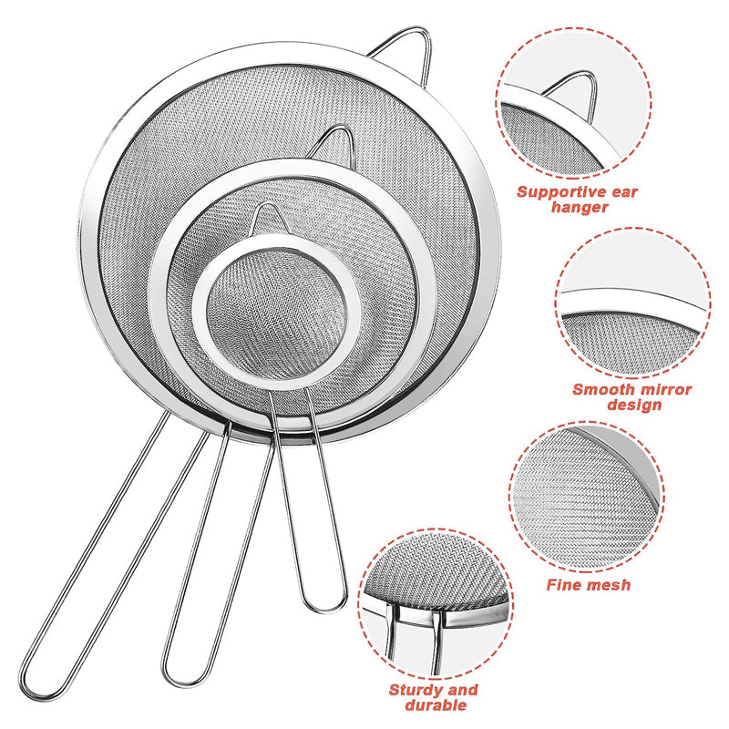Stainless Steel Oil Strainer with Fine Wire Mesh Essential Baking  Frying Kitchen Tool