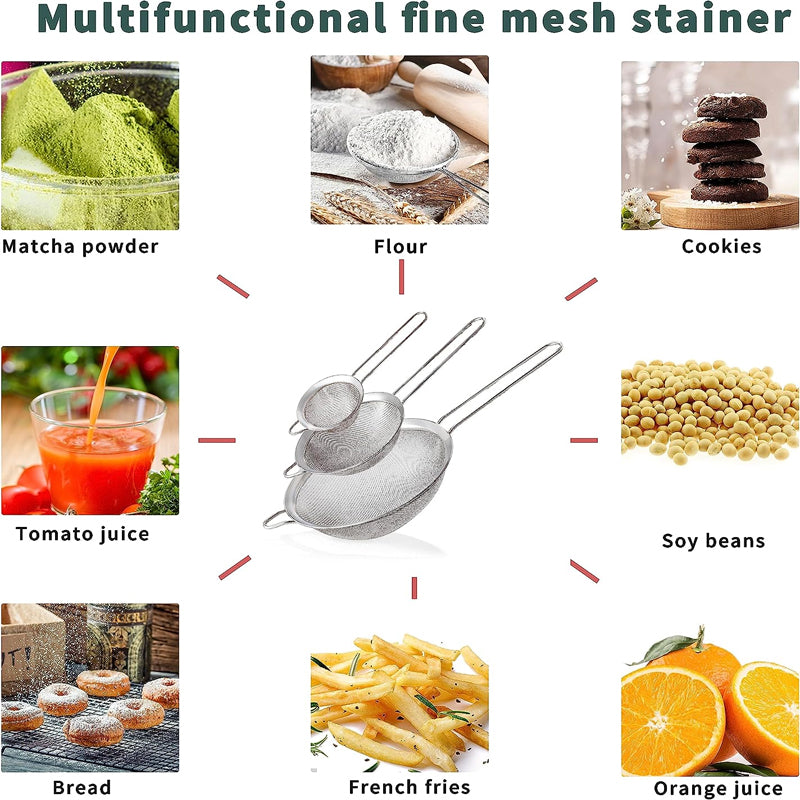 Stainless Steel Oil Strainer With Fine Wire Mesh Essential Baking  Frying Kitchen Tool 4