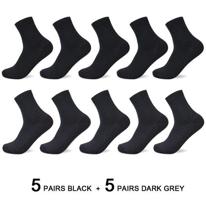 Men Antibacterial Bamboo Fiber Socks Quarter Ankle High Comfortable  Breathable Dress Socks 10