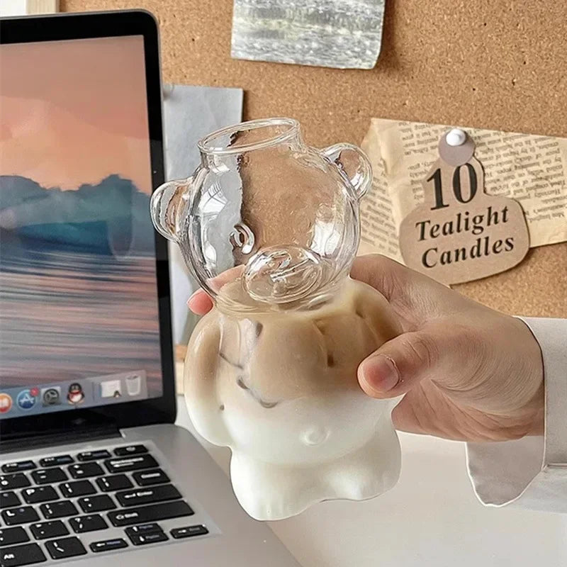 Cartoon Bear Mug Insulated Glass Cup With Straw Perfect Birthday  Christmas Gift 2
